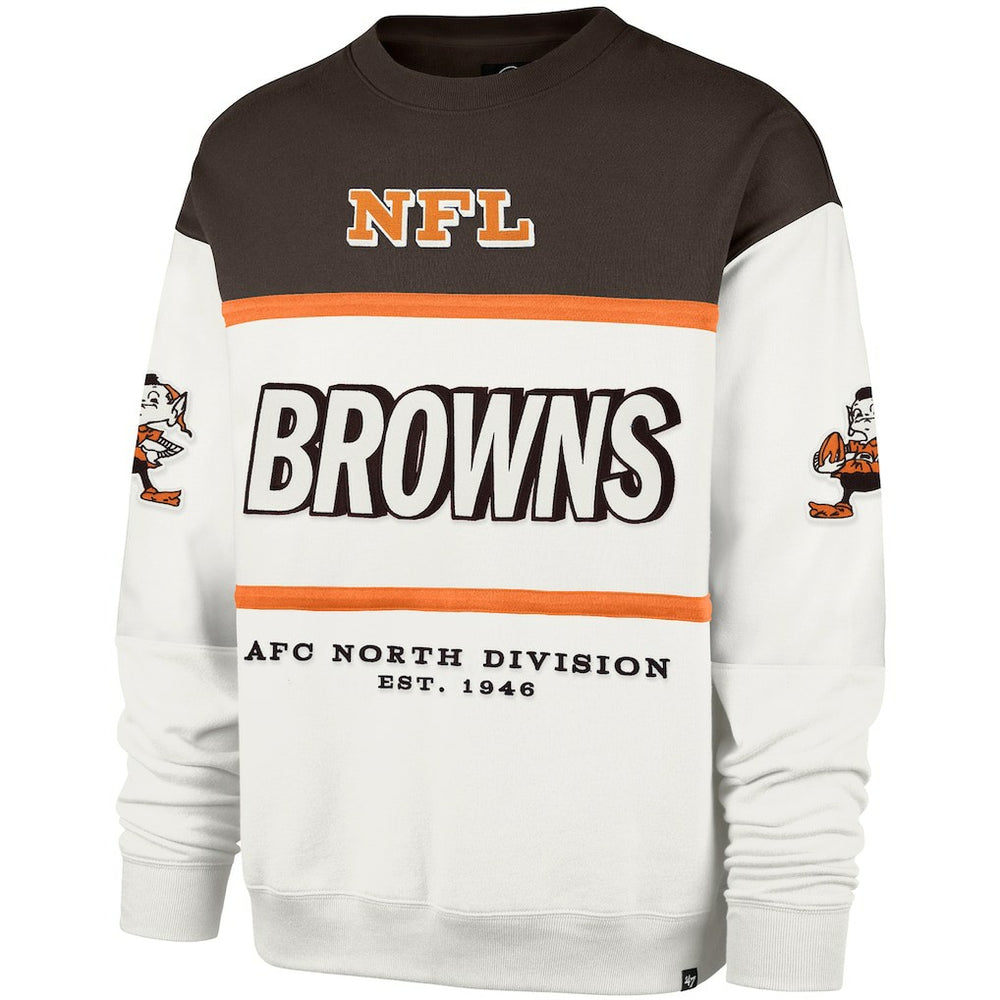 Cleveland Browns '47 Throwback Breeze Maximalist Sweatshirt - White Sweatshirts