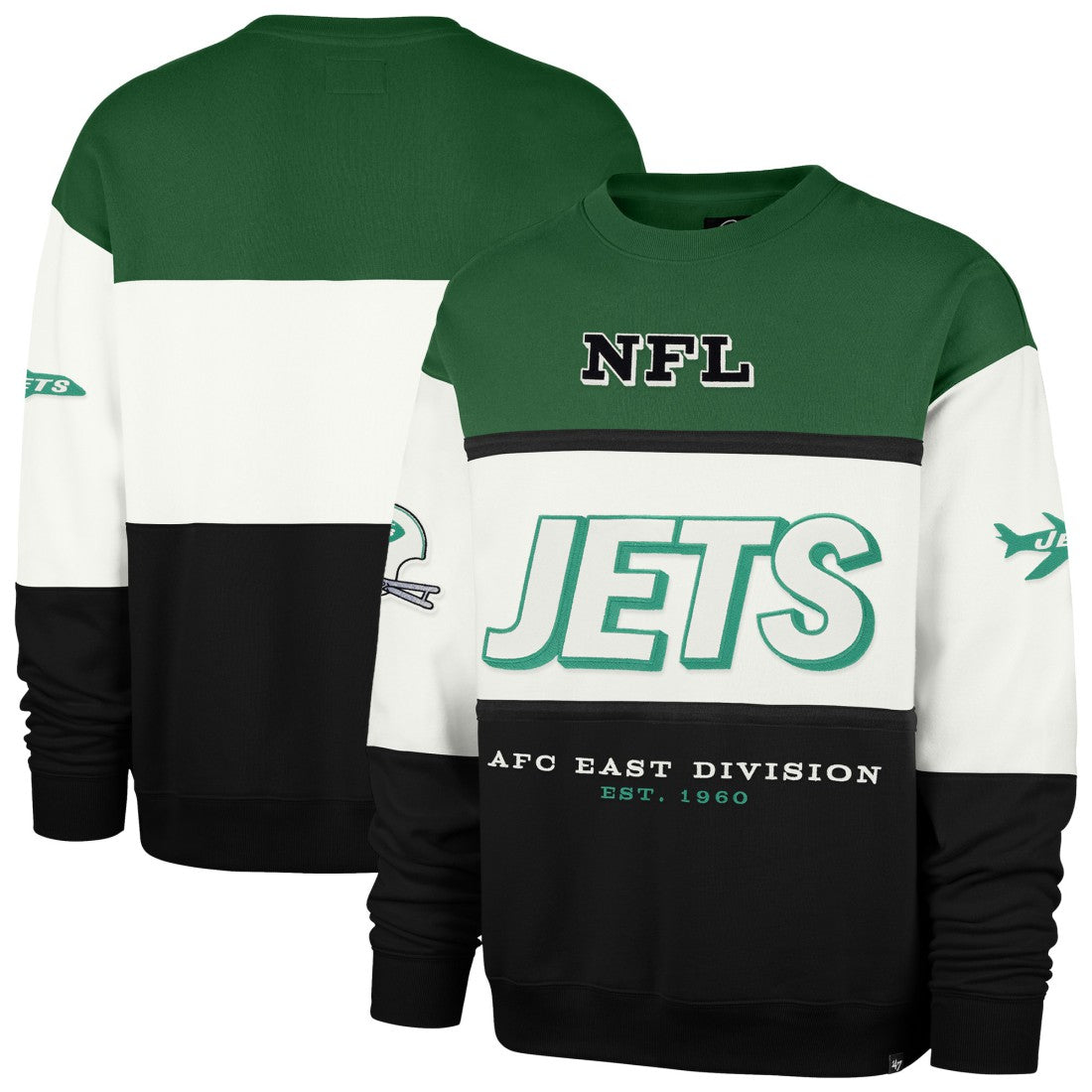 New York Jets '47 Throwback Breeze Maximalist Sweatshirt - Kelly Green/Black Sweatshirts