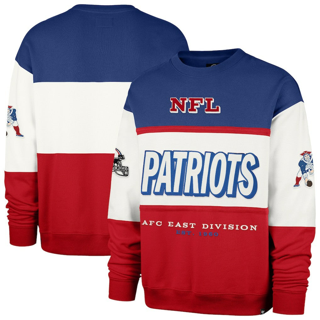 New England Patriots '47 Throwback Breeze Maximalist Sweatshirt - Royal/Red Sweatshirts
