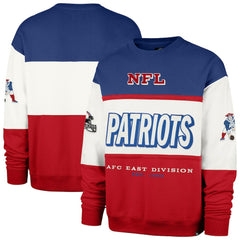 New England Patriots '47 Throwback Breeze Maximalist Sweatshirt - Royal/Red Sweatshirts