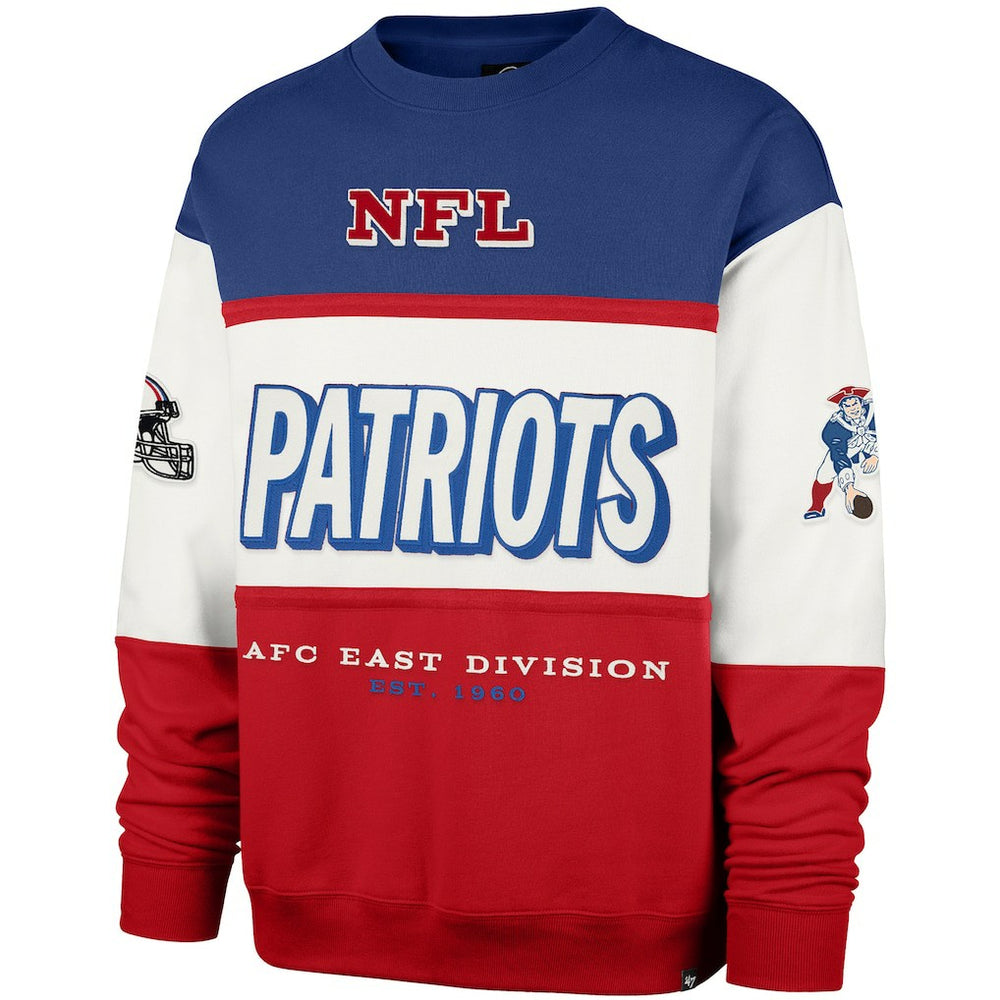 New England Patriots '47 Throwback Breeze Maximalist Sweatshirt - Royal/Red Sweatshirts