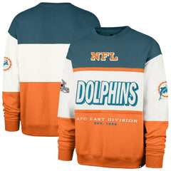 Miami Dolphins '47 Throwback Breeze Maximalist Sweatshirt - Aqua/Orange Sweatshirts