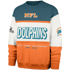 Miami Dolphins '47 Throwback Breeze Maximalist Sweatshirt - Aqua/Orange Sweatshirts