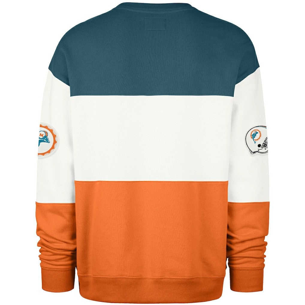Miami Dolphins '47 Throwback Breeze Maximalist Sweatshirt - Aqua/Orange Sweatshirts