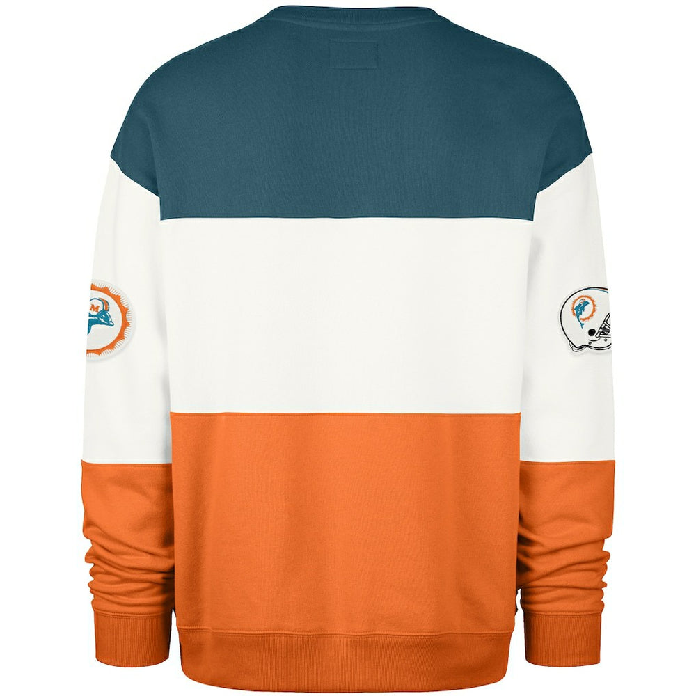 Miami Dolphins '47 Throwback Breeze Maximalist Sweatshirt - Aqua/Orange Sweatshirts