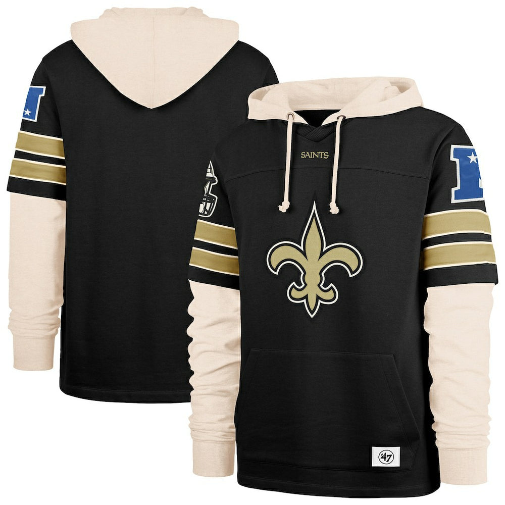 New Orleans Saints '47 Split Zone Cornerback Duo Hoodie - Black Hoodies