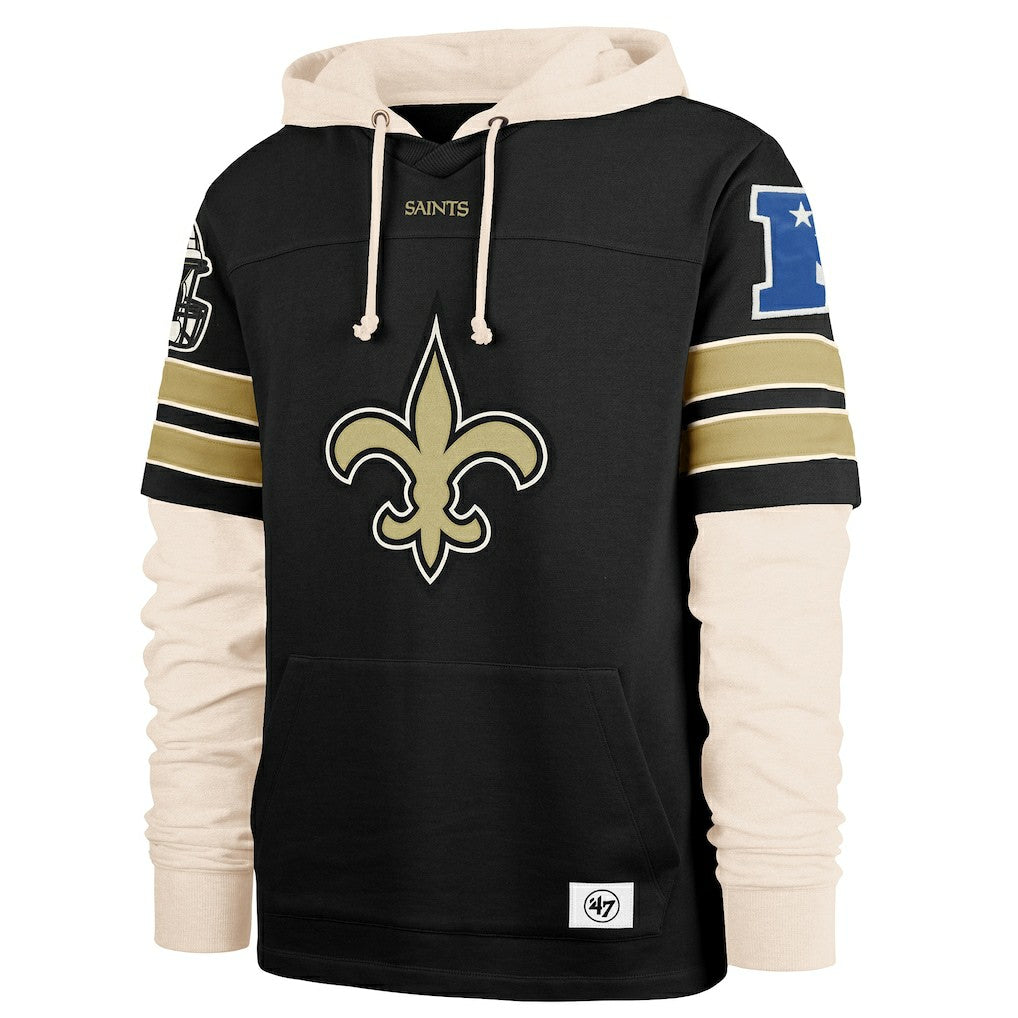 New Orleans Saints '47 Split Zone Cornerback Duo Hoodie - Black Hoodies