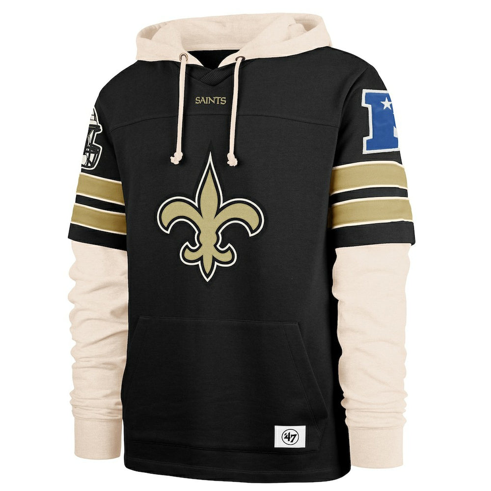 New Orleans Saints '47 Split Zone Cornerback Duo Hoodie - Black Hoodies