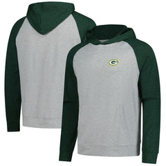 Green Bay Packers Antigua Urgent Pullover Hoodie - Heather Gray/Black Hoodies