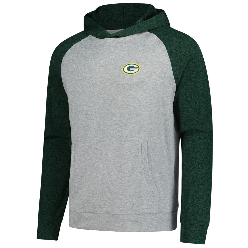 Green Bay Packers Antigua Urgent Pullover Hoodie - Heather Gray/Black Hoodies