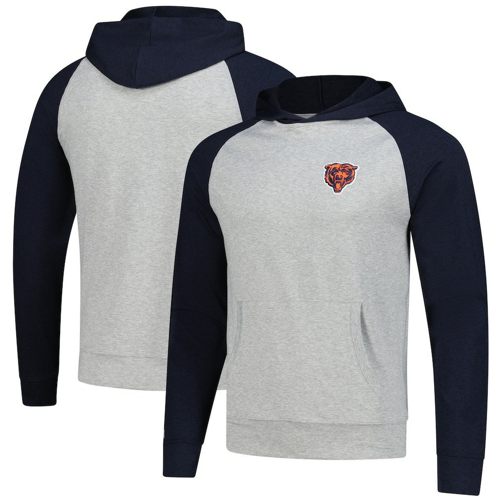 Chicago Bears Antigua Urgent Pullover Hoodie - Heather Gray/Navy Hoodies