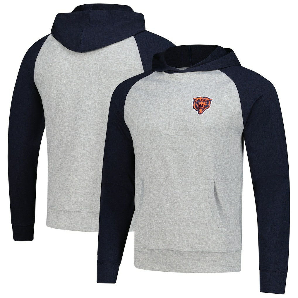 Chicago Bears Antigua Urgent Pullover Hoodie - Heather Gray/Navy Hoodies