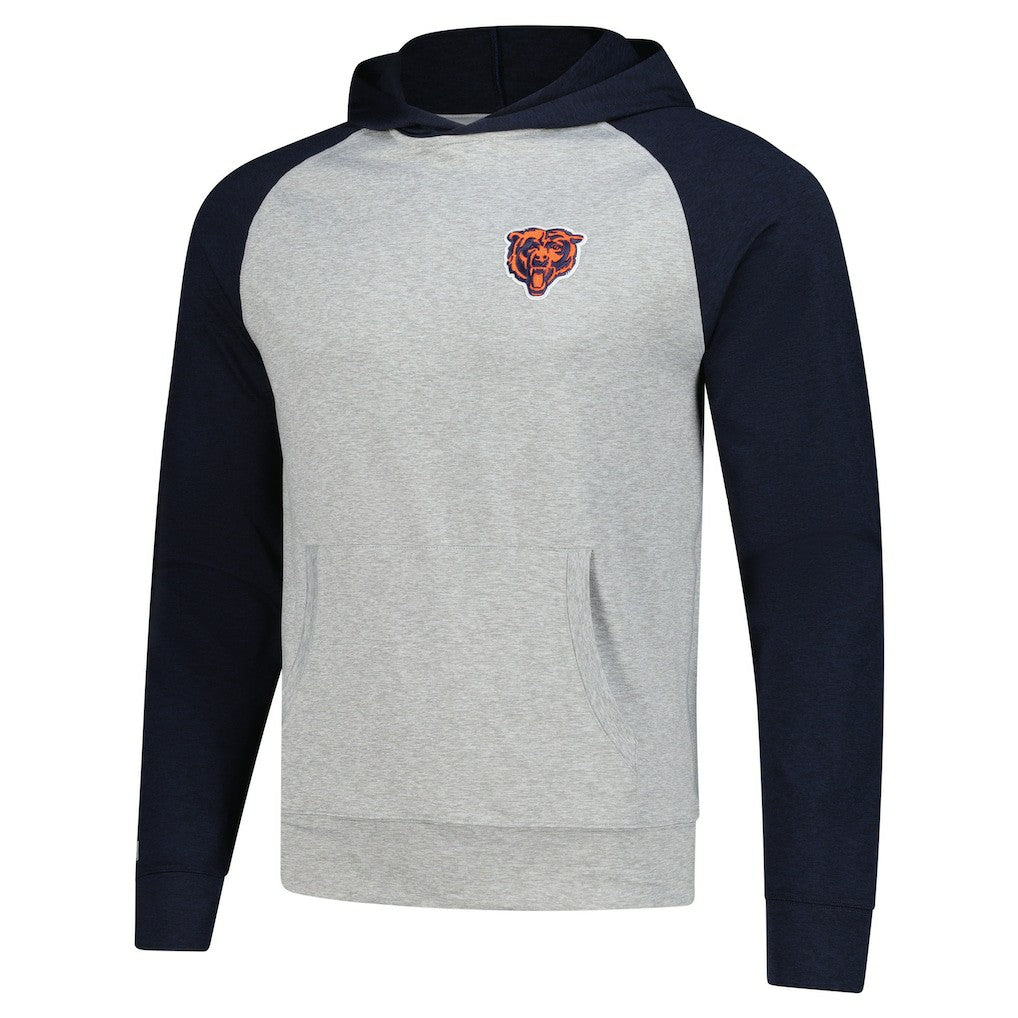 Chicago Bears Antigua Urgent Pullover Hoodie - Heather Gray/Navy Hoodies