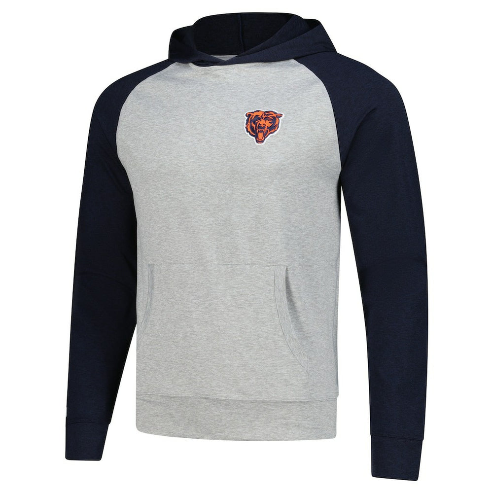 Chicago Bears Antigua Urgent Pullover Hoodie - Heather Gray/Navy Hoodies