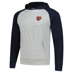 Chicago Bears Antigua Urgent Pullover Hoodie - Heather Gray/Navy Hoodies
