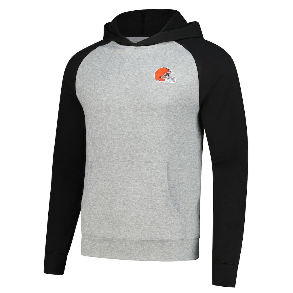 Cleveland Browns Antigua Urgent Pullover Hoodie - Heather Gray/Black Hoodies