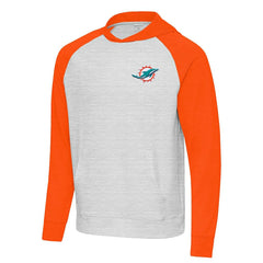 Miami Dolphins Antigua Urgent Pullover Hoodie - Gray/Orange Hoodies
