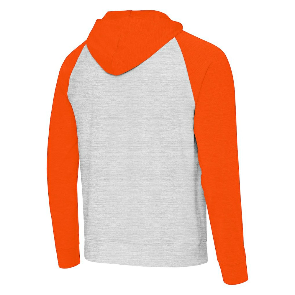 Miami Dolphins Antigua Urgent Pullover Hoodie - Gray/Orange Hoodies
