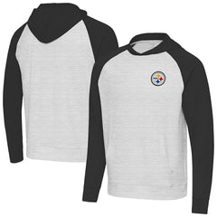 Pittsburgh Steelers Antigua Urgent Pullover Hoodie - Black/Heather Gray Hoodies