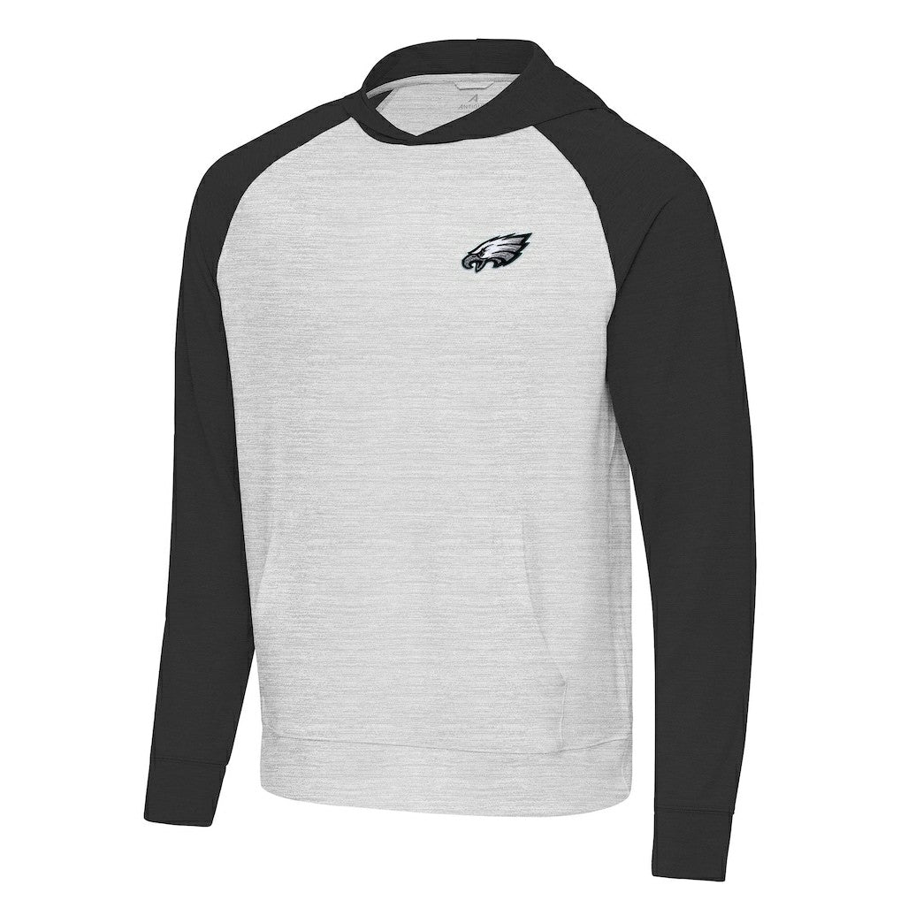 Philadelphia Eagles Antigua Urgent Pullover Hoodie - Black/Heather Gray Hoodies
