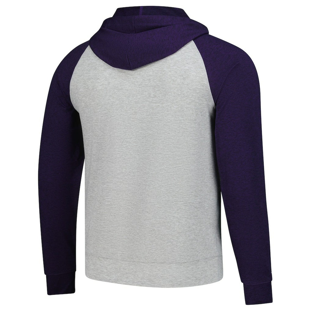 Minnesota Vikings Antigua Urgent Pullover Hoodie - Heather Gray/Purple Hoodies