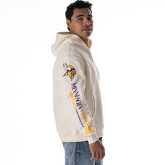 Minnesota Vikings The Wild Collective Unisex Stacked Graphic Sleeve Fleece Hoodie - Cream Hoodies