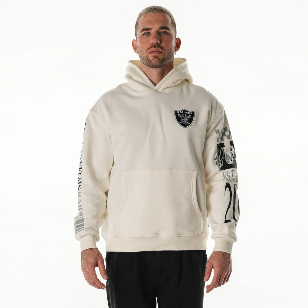 Las Vegas Raiders The Wild Collective Unisex Stacked Graphic Sleeve Fleece Hoodie - Cream Hoodies