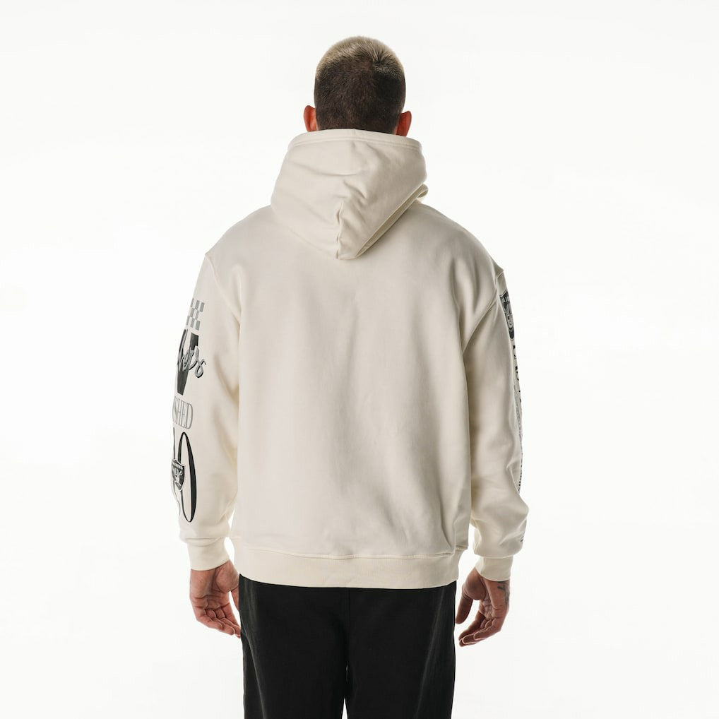 Las Vegas Raiders The Wild Collective Unisex Stacked Graphic Sleeve Fleece Hoodie - Cream Hoodies