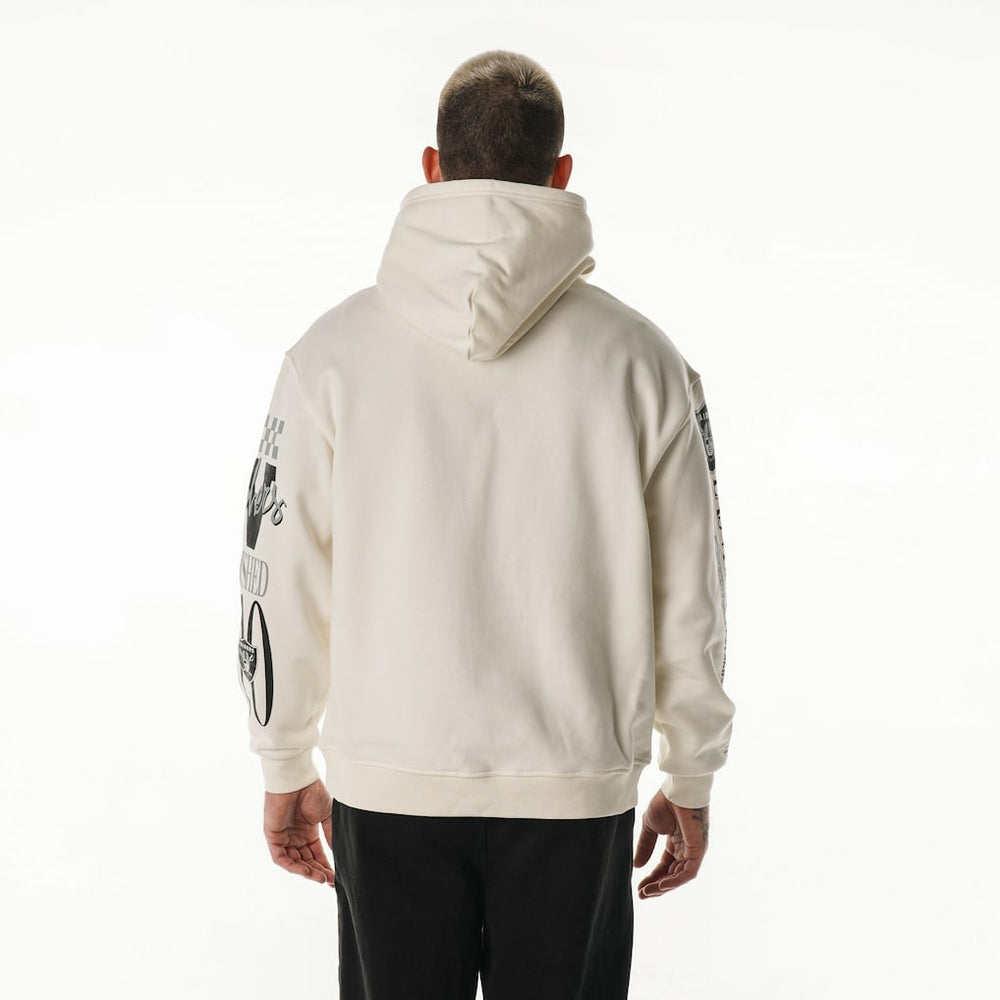 Las Vegas Raiders The Wild Collective Unisex Stacked Graphic Sleeve Fleece Hoodie - Cream Hoodies