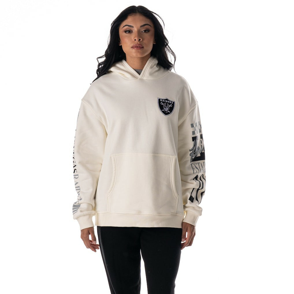 Las Vegas Raiders The Wild Collective Unisex Stacked Graphic Sleeve Fleece Hoodie - Cream Hoodies