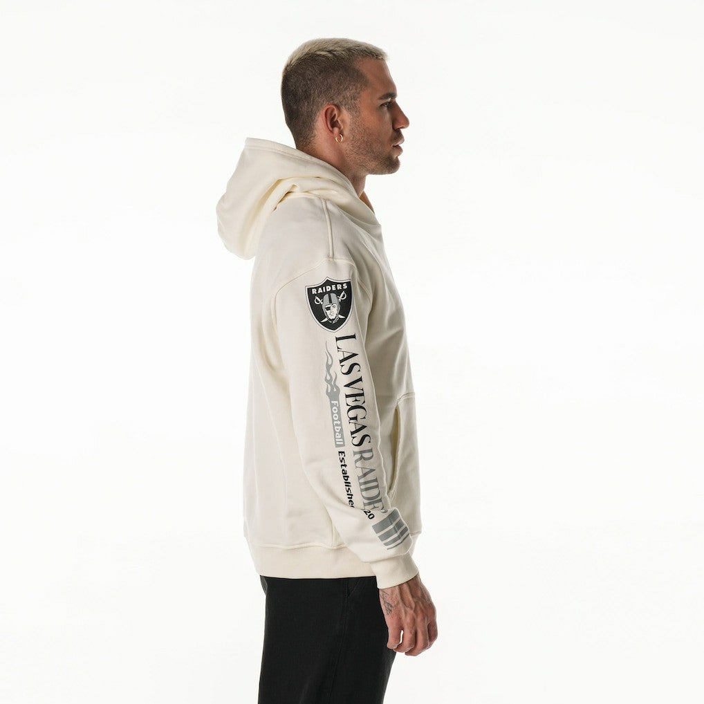 Las Vegas Raiders The Wild Collective Unisex Stacked Graphic Sleeve Fleece Hoodie - Cream Hoodies