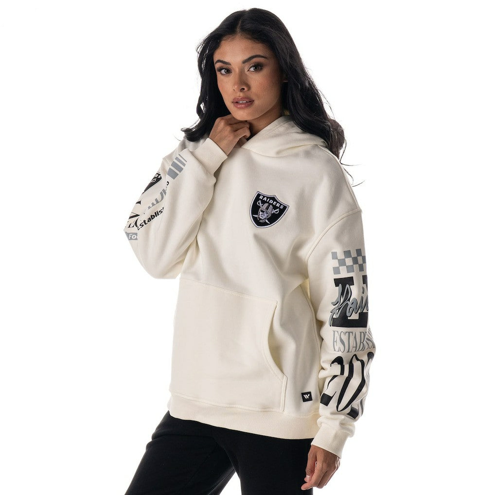 Las Vegas Raiders The Wild Collective Unisex Stacked Graphic Sleeve Fleece Hoodie - Cream Hoodies