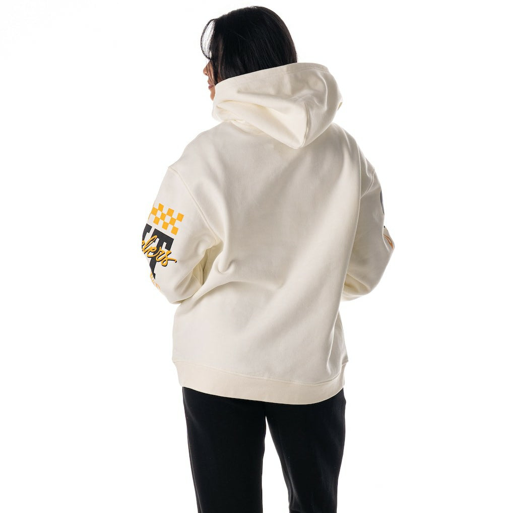 Pittsburgh Steelers The Wild Collective Unisex Stacked Graphic Sleeve Fleece Hoodie - Cream Hoodies
