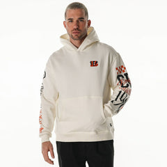 Cincinnati Bengals The Wild Collective Unisex Stacked Graphic Sleeve Fleece Hoodie - Cream Hoodies