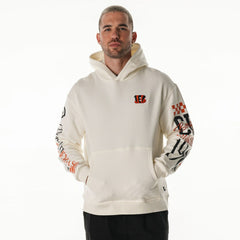 Cincinnati Bengals The Wild Collective Unisex Stacked Graphic Sleeve Fleece Hoodie - Cream Hoodies