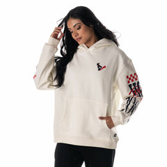 Houston Texans The Wild Collective Unisex Stacked Graphic Sleeve Fleece Hoodie - Cream Hoodies