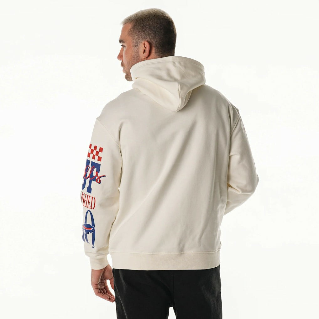 Buffalo Bills The Wild Collective Unisex Stacked Graphic Sleeve Fleece Hoodie - Cream Hoodies