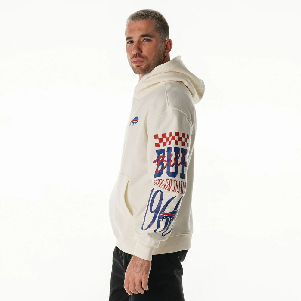 Buffalo Bills The Wild Collective Unisex Stacked Graphic Sleeve Fleece Hoodie - Cream Hoodies
