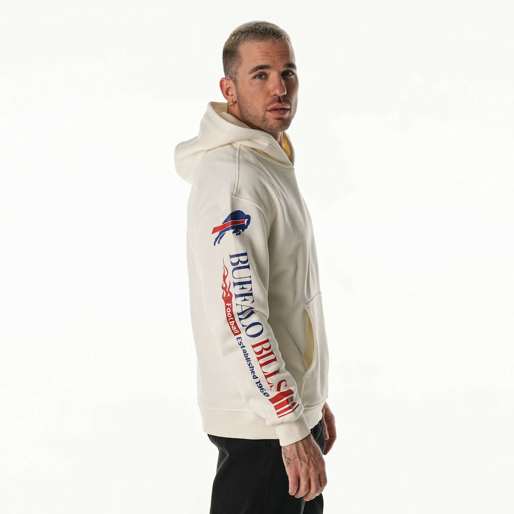 Buffalo Bills The Wild Collective Unisex Stacked Graphic Sleeve Fleece Hoodie - Cream Hoodies