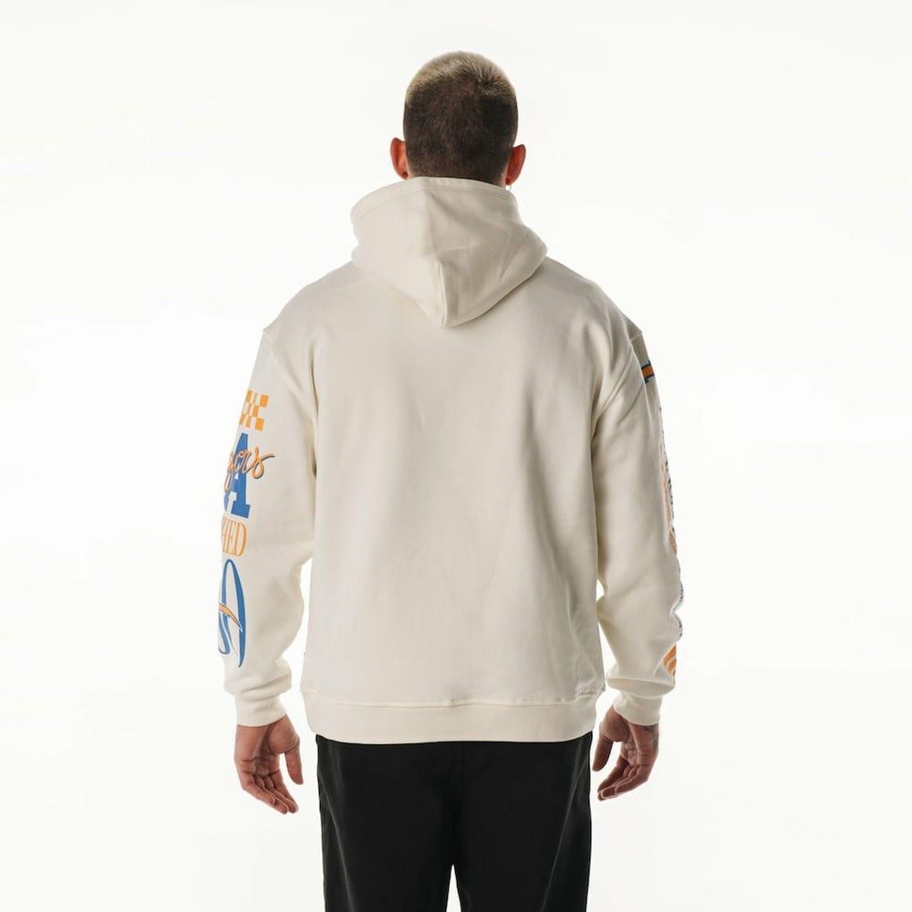 Los Angeles Chargers The Wild Collective Unisex Stacked Graphic Sleeve Fleece Hoodie - Cream Hoodies