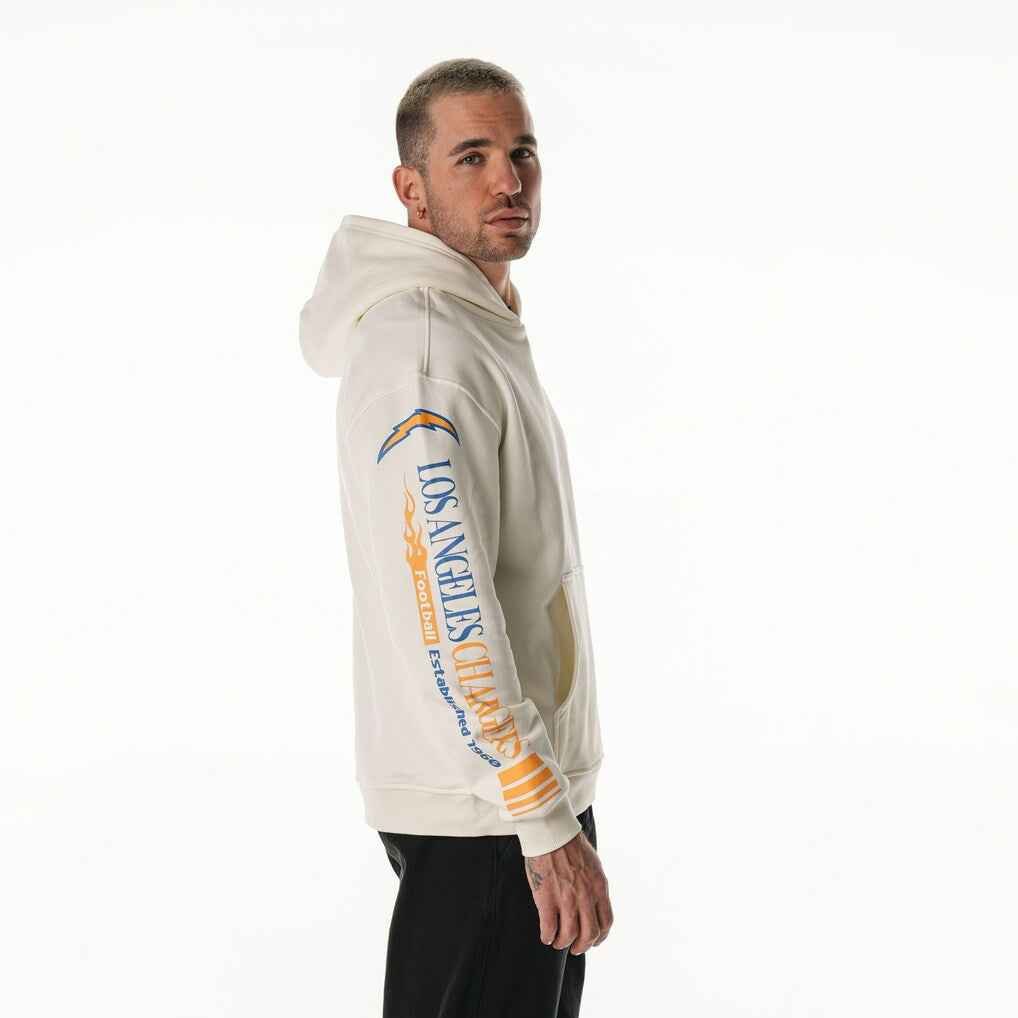 Los Angeles Chargers The Wild Collective Unisex Stacked Graphic Sleeve Fleece Hoodie - Cream Hoodies
