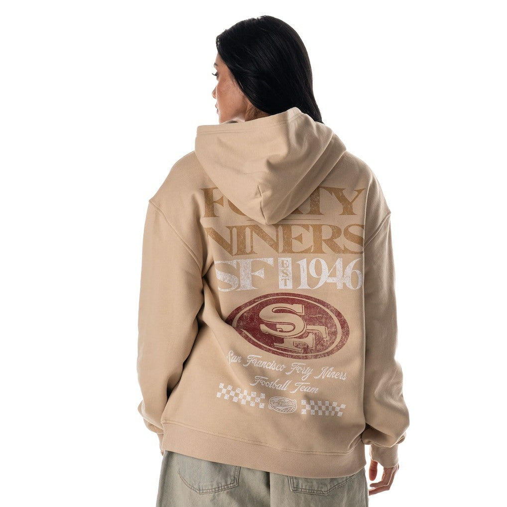 San Francisco 49ers The Wild Collective Unisex Oversized Graphic Fleece Hoodie - Tan Hoodies