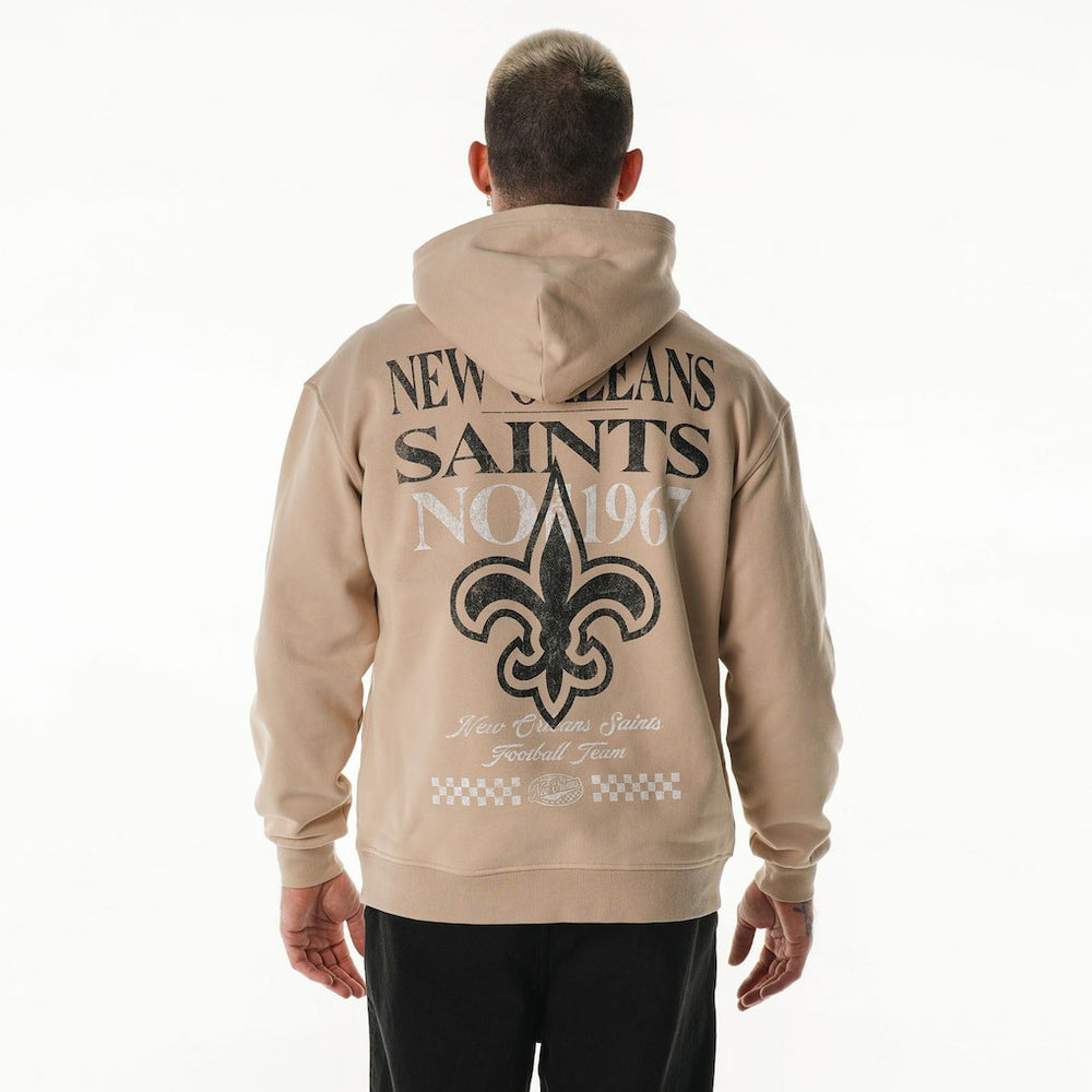 New Orleans Saints The Wild Collective Unisex Oversized Graphic Fleece Hoodie - Tan Hoodies