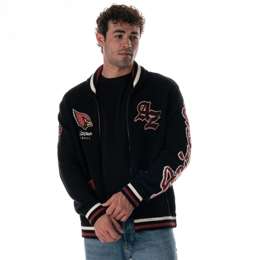 Arizona Cardinals The Wild Collective Unisex Jacquard Full-Zip Sweater - Black