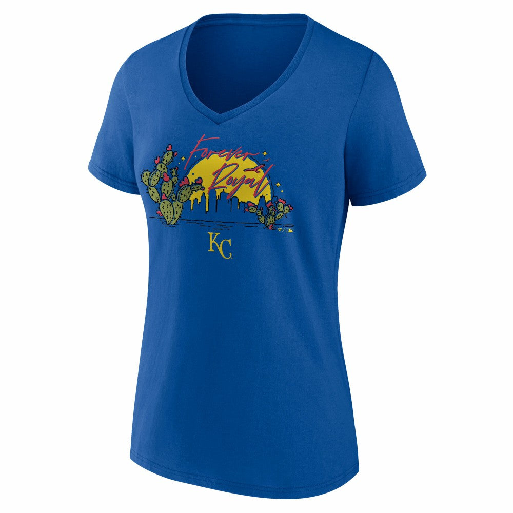Kansas City Royals Women's Forever Royal Cactus V-Neck T-Shirt - Royal T-shirts