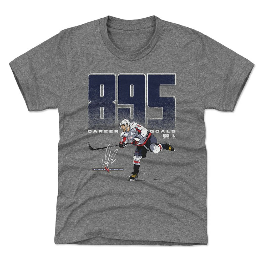 Alexander Ovechkin Washington Capitals 500 Level Youth NHL All-Time Leading Goal Scorer Bold T-Shirt - Gray | US 203089718