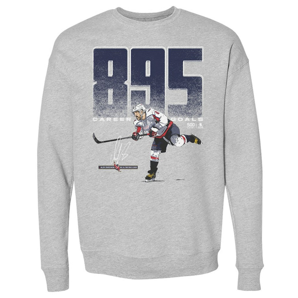 Alexander Ovechkin Washington Capitals 500 Level NHL All-Time Leading Goal Scorer Bold Pullover Sweatshirt - Heather Gray | US 203089722