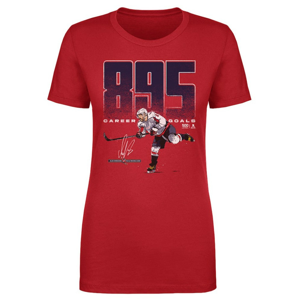 Alexander Ovechkin Washington Capitals 500 Level Women's NHL All-Time Leading Goal Scorer Bold T-Shirt - Red | US 203089723
