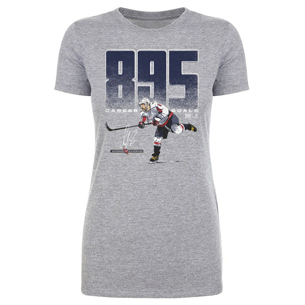 Alexander Ovechkin Washington Capitals 500 Level Women's NHL All-Time Leading Goal Scorer Bold T-Shirt - Heather Gray | US 203089724