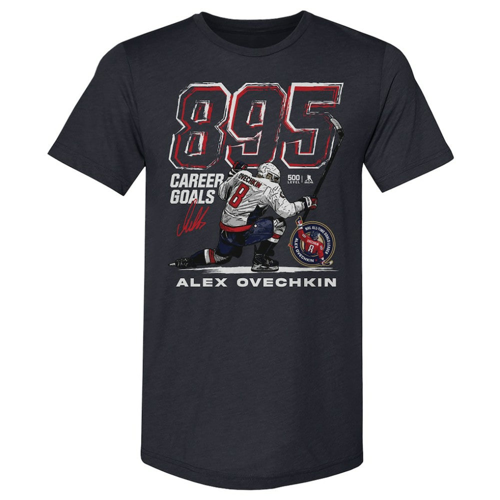 Alexander Ovechkin Washington Capitals 500 Level NHL All-Time Leading Goal Scorer Tri-Blend Grunge T-Shirt - Navy | US 203089727